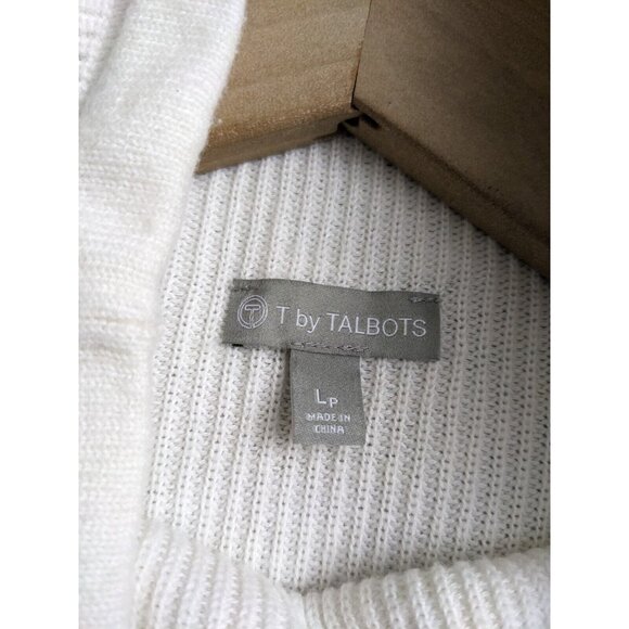 Talbots Sweater Cream Turtleneck Pullover Cotton Modal Blend Womens Lp - Picture 3 of 9